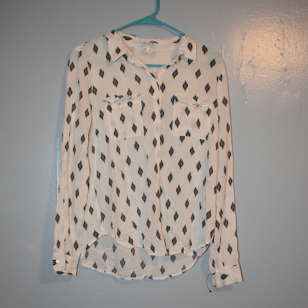 Patterned White Button Down